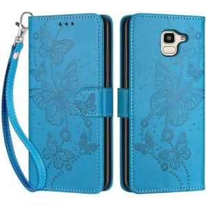 Coque pour Samsung Galaxy J6 2018, Coque Samsung Galaxy On6, Etui Protection Housse Premium Cuir de Portefeuille en Fermeture Magn&eacute;tique Flip Case pour Samsung Galaxy J6 2018 / On6 Coque (Bleu) (DIKAS, neuf)
