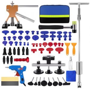 KAOLALI Kit de réparation de Bosses pour Voiture, 78 Pièces Kit Debosselage sans Peinture avec Soulèvement Doré, Ventouse, Ensemble de réparation de carrosserie pour élimination de Bosses (GELPARTS, neuf)