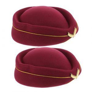 MUCKLILY Lot De 2 Casquettes D'H&ocirc;tesse De L'Air Chapeau D'Uniforme De Compagnie A&eacute;rienne Casquette D'H&ocirc;tesse De L'Air Accessoires De Costume D'H&ocirc;tesse De (Senike, neuf)