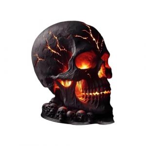Lampe de bureau en forme de t&ecirc;te de mort - Lampes d'ambiance d'Halloween, d&eacute;coration gothique | D&eacute;coration d'int&eacute;rieur effrayante pour f&ecirc;te, table, &eacute;tag&egrave;re, chemin&eacute;e, salon, &eacute;clairage ext&eacute;rieur (gofitame, neuf)