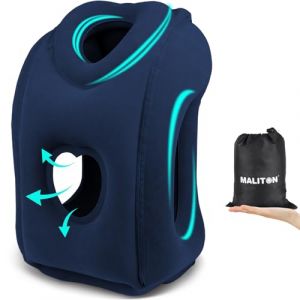 Maliton Oreiller de Voyage Gonflable, Coussin de Voyage avec Support d'appui-t&ecirc;te Gonflable Portable pour Dormir en Avion, Train, Maison ou Bureau (Bleu) (KAILU-TECH, neuf)