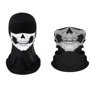 Wnddle Ghost Mask, Cagoule T&ecirc;te de Mort, Masque de Cr&acirc;ne, Balaclava pour Hommes, Call of Cagoule, Demi-T&ecirc;te de Mort, pour Moto Ski Randonn&eacute;e V&eacute;lo (Akane sleeve, neuf)