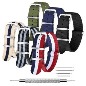 CIVO Bracelet de Montre 6 Paquet Bracelet 16mm 18mm 20mm 22mm 24mm Nylon Balistique Bracelets Zoulous Boucle en Acier Inoxydable avec barre à Ressort et Outil de Broche de Lien (CIVO Direct-FR, neuf)