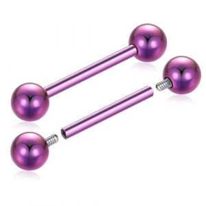 AROWRO Piercing de t&eacute;ton en titane G23 - Piercing de langue - Filetage interne - Piercing de langue - Piercing de langue, Titane (yueeu, neuf)