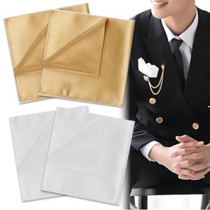 VONJUMA 4 Pièces Mouchoirs Tissus Homme Hommes Mouchoirs Carrés De Poche Hommes Satin Mouchoir Poche Carré Uni Coloré Mouchoir Pour Homme Noël Fête Mariage Habillé Occasions 22 * 22Cm Blanc Champagne (VONJUMA STORE, neuf)