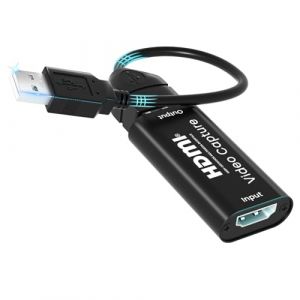 AMANKA Cartes de Capture Audio vid&eacute;o, 1080p Adaptateur HDMI vers USB, Carte Portable Plug & Play Capture, pour Streaming vid&eacute;o en Direct Enregistrement vid&eacute;o ou Diffusion en Direct (Black) (Mingsstech-EU, neuf)