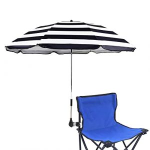 STARRY CITY Parasol pour chaise avec pince réglable, surface de 115 cm, avec clip de fixation pour chaises de terrasse, chaises de plage, chaise longue, fauteuil roulant, chariot de golf (rayures) (STARRYCITY-eu, neuf)