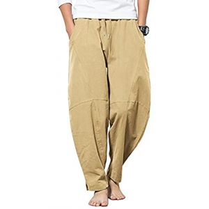 YAOBAOLE Pantalon Homme Taille Elastique Pantalon Yoga Homme Coton Pantalons Hommes Lin D&eacute;contract&eacute; Pantalons Toile Hommes Kaki 2XL (YBLfashion, neuf)