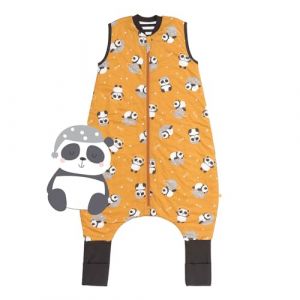 Slumbersac gigoteuse à pieds été pour enfant 1.0 Tog 120 cm légère et douce, Panda | Turbulette avec ouvertures aux jambes et couvre-pieds antidérapants, taille 120-130 cm, pour été & printemps (Schlummersack, neuf)