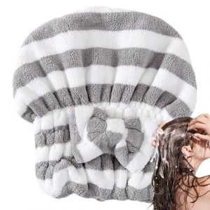 Bonnet pour s&eacute;cher les cheveux - Bonnet pour cheveux secs, serviette s&egrave;che cheveux en polaire corail doux | pour s&eacute;cher les cheveux, serviette absorbante ray&eacute;e pour capell (baortms, neuf)