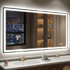 STARLEAD 140x80cm Grand Miroir-LED-Salle-de-Bain-avec-Éclairage et Bluetooth, Anti-buée, 3 Couleurs Lumière, Gradable, Mémoire, IP44, Verre Trempé, Horizontal/Vertical (Starlead, neuf)