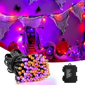 Dalugo Guirlande lumineuse en gaze noire et blanche, 3 m, 30 LED, orange et violet, avec 8 modes, étanche IP65 (Dalugo, neuf)