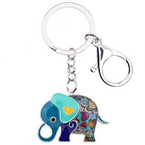 DALANE Porte-cl&eacute;s &Eacute;l&eacute;phant Africain Alliage &Eacute;maill&eacute; Porte-cl&eacute;s Bijou Fantaisie Cadeaux pour Femmes Filles Porte-monnaie Charms (La Mer) (hang zun, neuf)