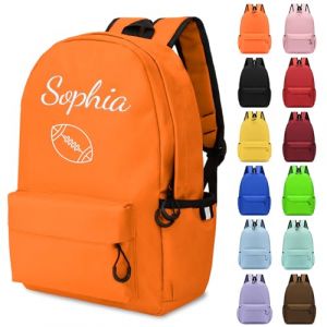 G&eacute;n&eacute;rique Sac a Dos Enfant Personnalis&eacute; Prenom, Cartables D'&eacute;cole Fille & Garcon pour Ecole Primaire Secondaire Lyc&eacute;e, Brod&eacute; Toile Sac &agrave; Dos Enfant Personnalisable (Orange, Grand) (JMSJ, neuf)