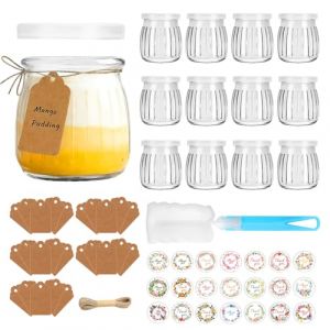 ZUSUZU Pots Yaourts avec Couvercle 200 ml [Lot de 12] - Petits Pots en Verre,Petit Pot en Verre pour Confiture - Bocaux &agrave; dessert - Avec couvercle - Pour pudding, lait, yaourt (LIANA DECORATIVE S.R.L., neuf)