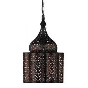 Marrakesch Lampe orientale pendante Feryal Noir 35cm E27 Douille | Plafonnier Lustre de Salon marocain oriental | Lanterne &eacute;lectrique indienne Vintage design d&eacute;coration de maison orientale arabe (Marrakesch-Shop, neuf)