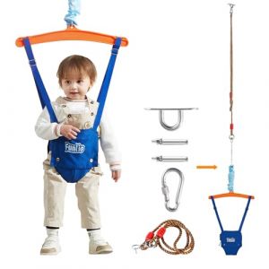 FUNLIO Baby Jumper with a Ceiling Hook for 6-24 Months, Baby Door Jumper for Indoor/Outdoor Play, Infant Jumper Doorway with Adjustable Chain, Easy to Assemble & Store (with a Ceiling Hook) (EletreeEU, neuf)