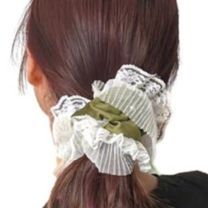 Chouchou à cheveux avec bordure en dentelle Chouchou élastique Cercle Grand chouchou élégant Bandeaux de cheveux féminins Décorations de cheveux Chouchou pour femmes Bandeau pour filles (TengJingQi, neuf)