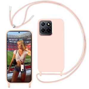 Yojiong Coque pour Honor 70 Lite/Honor X8 5G / Honor X6 4G (6.5") avec Cordon, Silicone Liquide Coque avec Collier Réglable - Tour de Cou Lanière en Corde, Antichoc Étui avec Cordage, Rose (Yojiong, neuf)