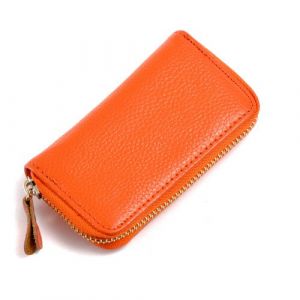 Etui Porte-Clé Cuir,Etuis Porte-Clés de Voiture,Porte Clef Cuir,Portefeuille,Porte Clés Clef Protection Organiseur, Porte-clés avec Crochet en métal Et Fermeture éclair,Avec 6 crochets (orange) (QIUPFGUT, neuf)