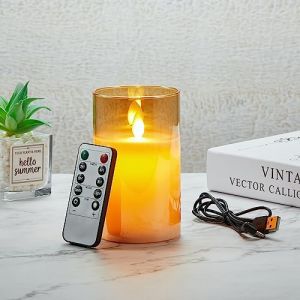 Koelaa Bougies LED, Bougies LED Rechargeables, Bougie LED Flamme Vacillante, Réaliste Effet de Verre, Bougies sans Flamme Munies de Flammes Artificielles Réalistes, Bougies de Noël-7.5 * 10cm (SiLaiSheng, neuf)