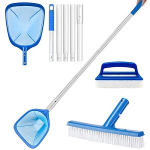 Epuisette Bassin Exterieur, Piscine Epuisette, Filets de Fond de Piscine, Kit Nettoyage Piscine avec Manche Télescopique 192 CM, pour Nettoyage Piscine, Spa, Bassin, Collecte Feuilles et Débris (TIANDAOCHOUQIN-DE, neuf)