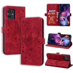 CASAFUNY Coque Motorola Moto G54 5G Antichoc &Eacute;tui Housse Protection en Cuir Magn&eacute;tique Flip Case Portefeuille Etui en Protecion pour Motorola G54 5G, Rouge (Wonderful Europe, neuf)