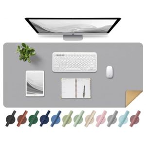 BLESWIN Tapis de Bureau en Cuir, Tapis de Souris Large et Antid&eacute;rapant, Tapis Protecteur de Bureau Imperm&eacute;able, Tapis de Bureau pour L'&eacute;criture, Tapis Buvard de Bureau D&eacute;coratif (Gris Clair, 80x40CM) (YoursTrust-EU, neuf)