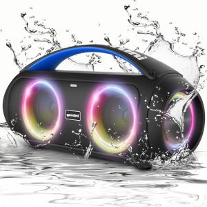 Gemini Sound GGO-230L – Enceinte boombox 50W Bluetooth: Enceinte portable sans fil étanche (IPX5) avec radio FM, éclairage LED festif, batterie de réserve et batterie rechargeable longue durée (SonoVente, neuf)