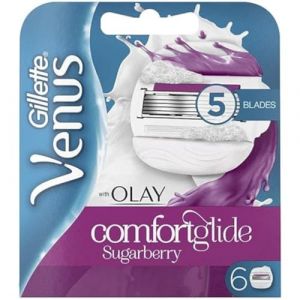 Gillette Venus Comfortglide avec Olay Lot de 6 lames de rasoir 2 en 1 pour femme avec barres de gel à raser Nul besoin de crème à raser (emballage peut varier) (Bonheurs, neuf)