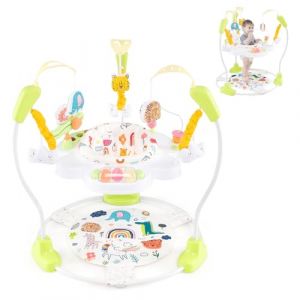 LIFEZEAL Jumperoo Bebe avec Siège Pivotant 360° & Amovible, Sauteur Bébé Hauteur Réglable 3 Niveaux, Centre Jeux, Lumière & Musique, 9 Jouets, Charge 12 kg, Base d'activité et d'éveil (Jaune) (LIFEZEAL ITALY S.R.L., neuf)