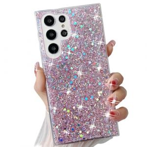 Esakycn Coque &agrave; Paillettes pour Samsung Galaxy S23 Ultra, &Eacute;tui Housse Antichoc Bling Sparkle Glitter Silicone Mignon &Eacute;tincelant pour Filles et Femmes pour Samsung Galaxy S23 Ultra 6,8", Rose (Skyec, neuf)