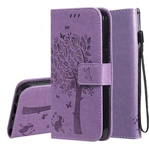 IMEIKONST Coque pour Samsung Galaxy J6 2018, Housse Porte Cartes Portefeuille Cuir Pochette Fermeture Magn&eacute;tique Anti-Choc &Eacute;tui &agrave; Rabat Compatible avec Samsung J6 2018. Wish Tree Lavender KT1 (IMEIKONST, neuf)