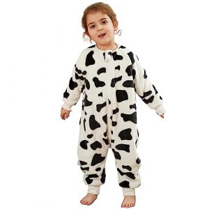HAHASHOW Bebe gigoteuse avec jambes, Manche Longue l'hiver Flanelle gigoteuse a pied, Bebe Pyjama Garcon Vetement Enfant Naissance Cadeau 2-3 Ans, Vache (BabyHome Supply, neuf)