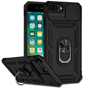 Jiyu Coque Compatible avec iPhone 7 Plus/8 Plus/iPhone 6s Plus/6 Plus, &Eacute;tui avec Cache Cam&eacute;ra & Support &agrave; Bague 360 Armor Full Body Antichoc Anti-Chut Housse TPU Silicone Bumper Cover,Noir (jiyu store, neuf)
