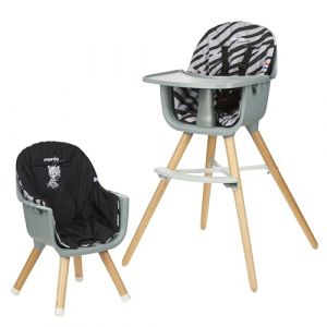 Chaise Haute Bébé évolutive 2 en 1 - Dès 6 mois jusqu'à 5 ans - Coussin réversible - Plateau réglable - Repose-pieds, Siège et Fauteuil Enfant -Puericulture Bébé- Design Moderne Bois (Baby shop online, neuf)