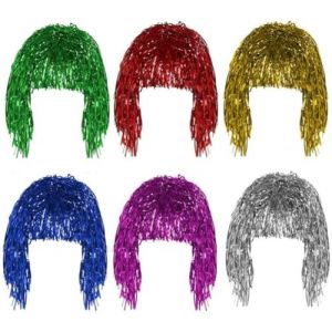 6 Pi&egrave;ces M&eacute;tallique Brillant Perruque, Color&eacute; Guirlande Perruque, Couleur Perruques en Feuille de M&eacute;tal pour No&euml;l Halloween et Soir&eacute;e C&eacute;libataire Cosplay (Or, Blanc, Vert, Violet, Rouge et Bleu) (SrEuShop, neuf)