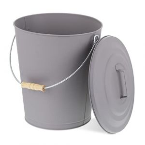 Relaxdays Seau à Cendres, avec Couvercle, 24 litres, poignée de Transport, bac à Charbon, cheminée & Barbecue, Gris (Relaxdays, neuf)