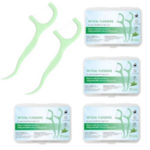 Fil Dentaire,200 Pcs Dental Floss Fil Dentaires à la Menthe Porte Dental Floss avec Manche Cure Dents Plastique 4 Boîte Pour Les Soins Bucco-Dentaires,Le Nettoyage Des Dents (Jiin, neuf)