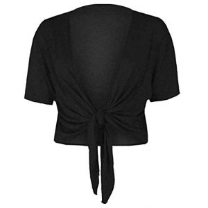 Fashion Essentials Boléro à manches courtes pour femme - Coupe extensible - Grande taille - Couleur unie, Noir , 48-50 (BONAINZA, neuf)