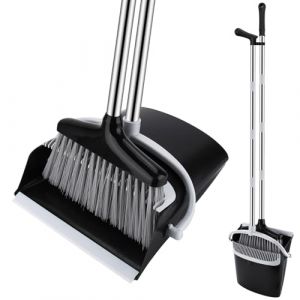 KIMIGO ​​Pelle balayette avec Manche Extensible (123 cm) - Ensemble Balai et Pelle &agrave; Poussi&egrave;re,Pelle et balayette Long Manche pour Int&eacute;rieur/Ext&eacute;rieur,Cuisine,Garage​​,Design Moderne Noir et Gris (Norollber xp Kft., neuf)