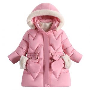 Manteau Fille Doudoune Chaud, Blouson d'Hiver &agrave; Capuche Fourrure Epaisse Rembourr&eacute; Parka avec Gants, Veste Fille Gar&ccedil;on Hiver Doux Zipp&eacute;, Blouson Epaisse Chaud Coupe-Vent Pour Enfant 3-7 ans (RuiGuio, neuf)