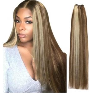Extensions de cheveux humains raides, tissage en lot, rapport hauteur/largeur 14-28, 100 g/pièce, extensions de cheveux (taille : 3 pièces/lot, couleur : #613_22 pouces) - 3 pièces/lot - P6/613_17 pou (yichangshikaiyisishangmaoyouxiangongsi, neuf)