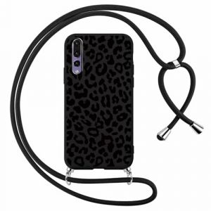 Foonary Coque pour Huawei P20 Pro avec Cordon de Collier, Aesthetic Léopard Motif Étui Housse Réglable Lanyard Corde, Souple Silicone Antichoc Protection Case pour P20 Pro 6,1", Noir Chaîne (BAROR TRADING, neuf)