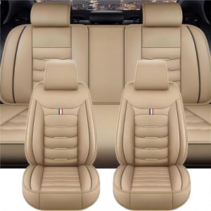 OINTJWWO Voiture Ensembles De Housses Siège pour Audi A4 B6 Cabriolet 2002-2006, Cuir Housses De Siège Avant Et ArrièRe Imperméable Respirant Antidérapants Protection Couvre Accessoires,C/Beige (智云商贸有限公司, neuf)