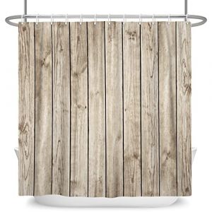 SDOTPMT 140x183cm Agé de Bois Sol Rideau de Douche Rustique Bois Dur Ancien Bois Planche Grange Porte Rideau de Bain Rural Ferme Rideau de Baignoire pour Salle Bains Polyester avec Crochets (SDOTPMT, neuf)