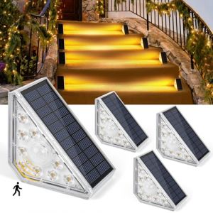 Czemo Lampe solaire d'escalier pour extérieur, éclairage d'escalier, avec détecteur de mouvement, 3000 K, blanc chaud, IP67, étanche, lampe d'escalier, lampe d'escalier, pour jardin, marches, allée, (Gazmoonwalk Trade Kft., neuf)