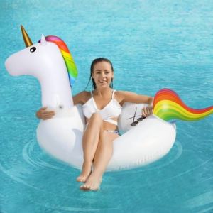 Wlicon Bouée Licorne Bouée de Natation Gonflable Licorne Bouée Licorne Géante Flotteur de Piscine pour la Plage Océan Piscine D'été Adulte Partie Décoration (Blanc) (Wlicon US, neuf)