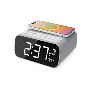 Majority Darwin Radio et Radio-R&eacute;veil avec Chargement sans Fil | R&eacute;veil Matin avec Thermom&egrave;tre | Haut-parleurs 12W Alarm Clock | Enceinte Bluetooth Grand &Eacute;cran Dimmable (iZilla, neuf)