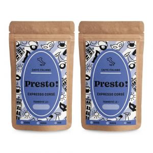 Café En Grain Presto Expresso Corsé | Blend Arabica/Robusta Torréfié À L’Italienne | Espresso Puissant Et Épicé | Créma Riche | Idéal Machine À Café Grain Ou Broyeur | Lot de 5 × 1 kg (De l'arbre à la tasse, neuf)